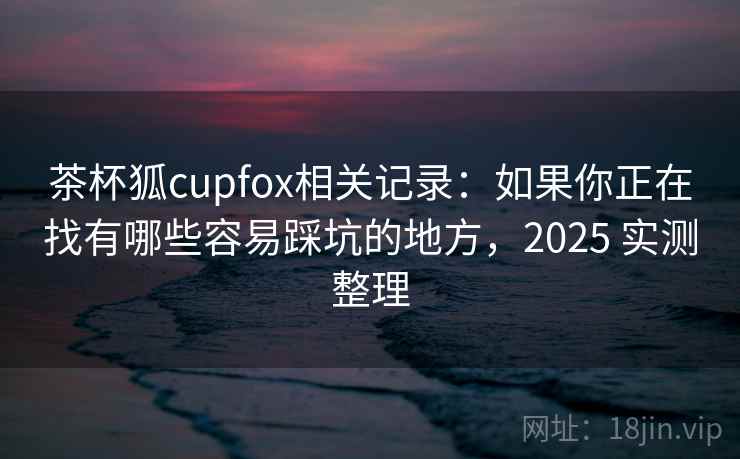 茶杯狐cupfox相关记录：如果你正在找有哪些容易踩坑的地方，2025 实测整理