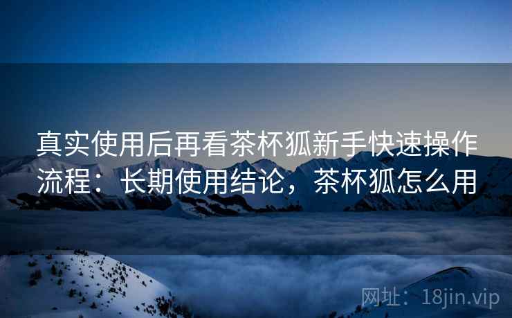 真实使用后再看茶杯狐新手快速操作流程：长期使用结论，茶杯狐怎么用